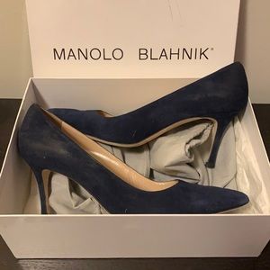 Navy Suede Manolo Blahnik BB 70 Pumps Size 40